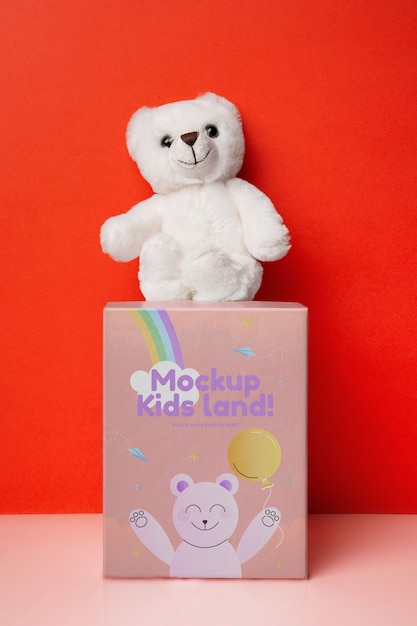 PSD bunte spielzeugkiste für kinder mit teddybär