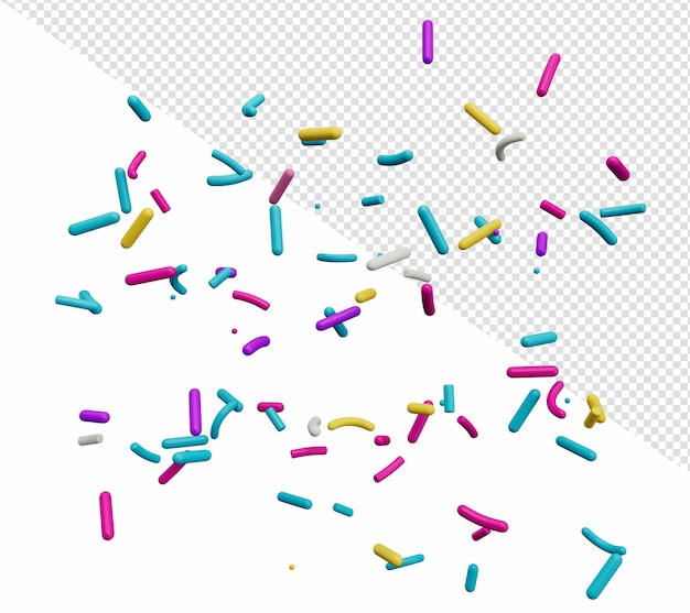 PSD bunte streusel fallende 3d-darstellung