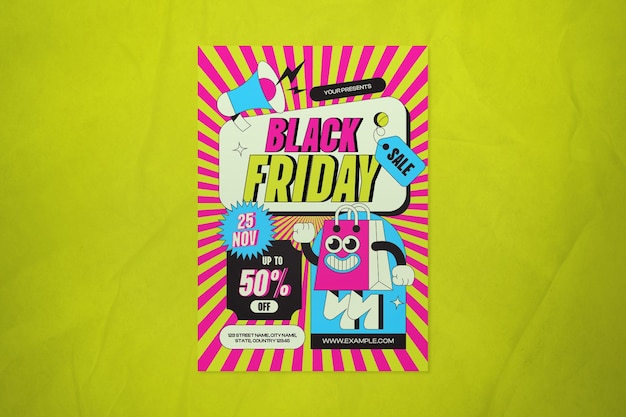 PSD bunter retro-black-friday-flyer