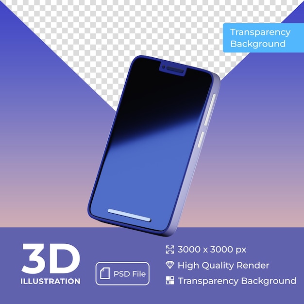 Buntes 3D-Symbol des Smartphones mit transparentem Hintergrund