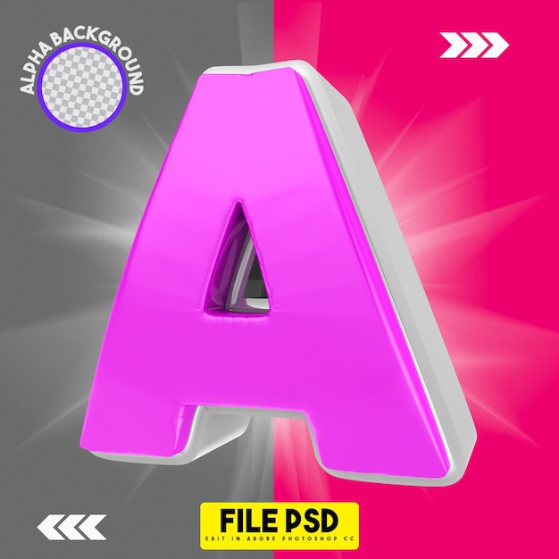 PSD buntes alphabet rosa eine 3d-rendering