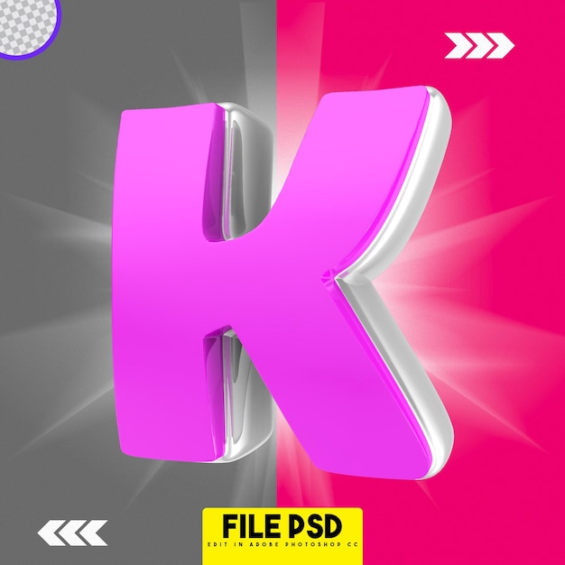 Buntes alphabet rosa k 3d-rendering