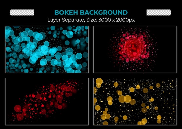 PSD buntes bokeh sparkle lichteffekte transparentes set