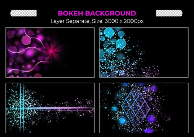 PSD buntes bokeh sparkle lichteffekte transparentes set