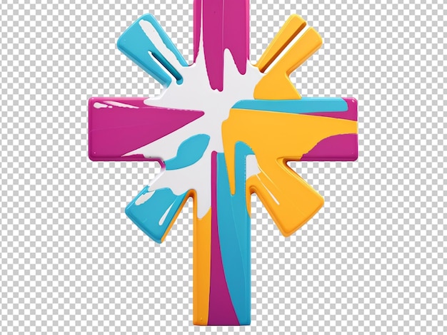 PSD buntes christliches kreuz 3d