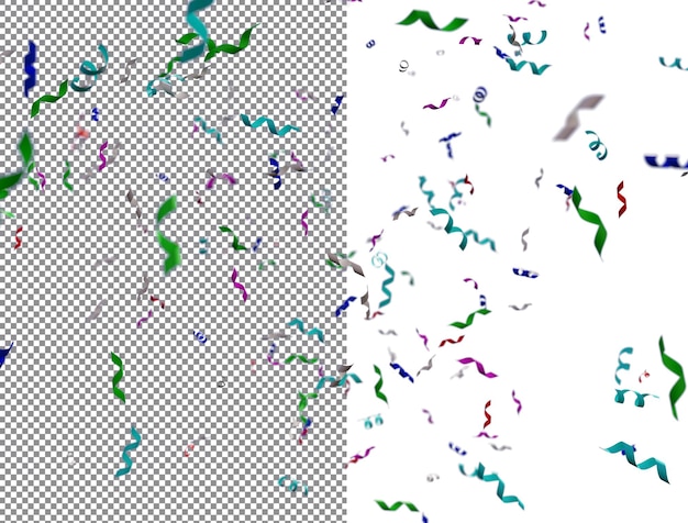 Buntes konfetti mit transparentem hintergrund, 3d-rendering