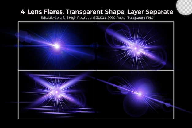 PSD buntes lens flare set