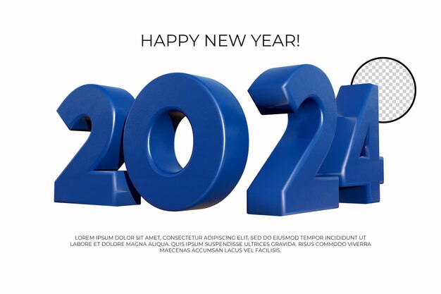 Buon anno 2024 numero 3d render