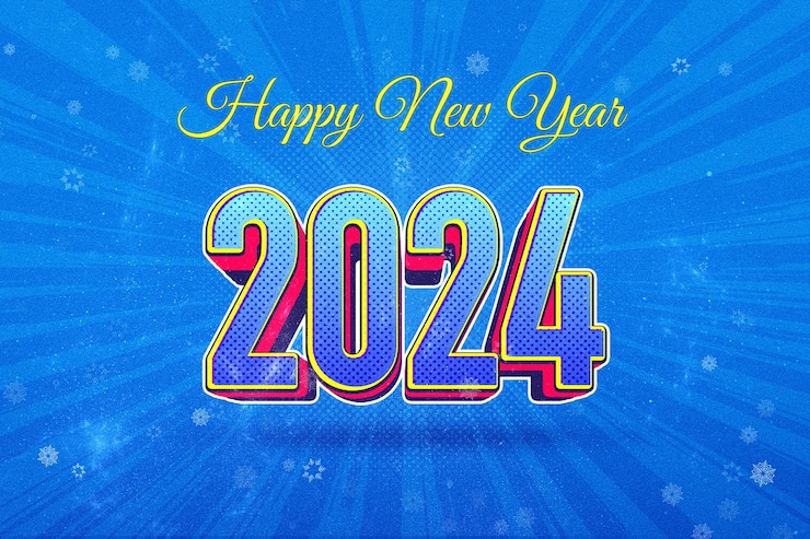 PSD buon anno 2024 template effetto testuale modificabile