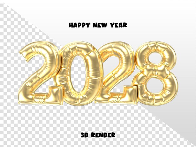 Buon anno 2028 Numero 3D Render