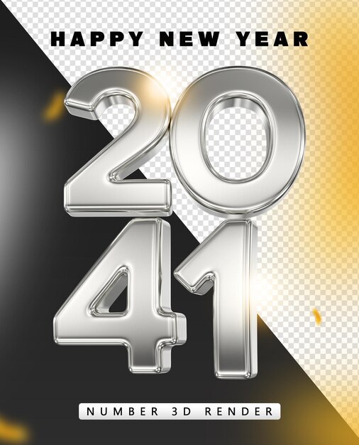 Buon anno 2041 - Rendering 3D d'argento metallico