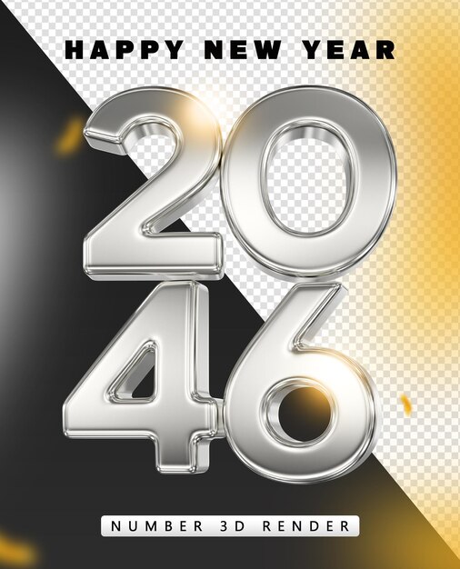 Buon anno 2046 - Rendering 3D metallico