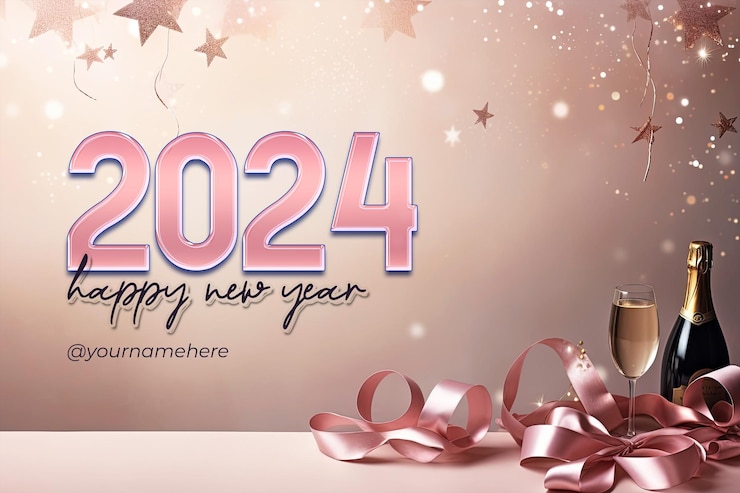 PSD buon anno modello banner social media post design con nastro vino fuochi d'artificio colore pastello
