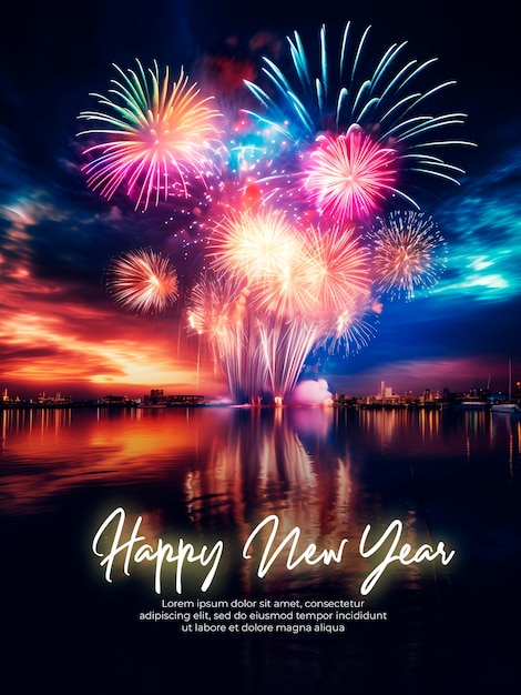 Buon anno nuovo 2024 con l'esplosione festiva dei fuochi d'artificio