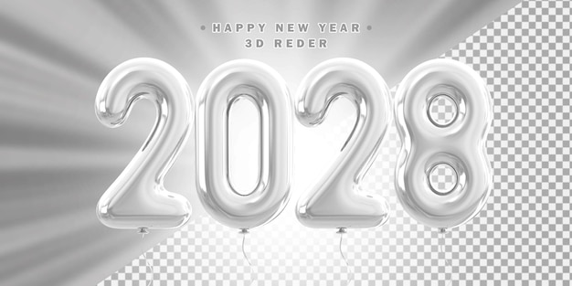 Buon anno nuovo 2028 Palloncini d'argento
