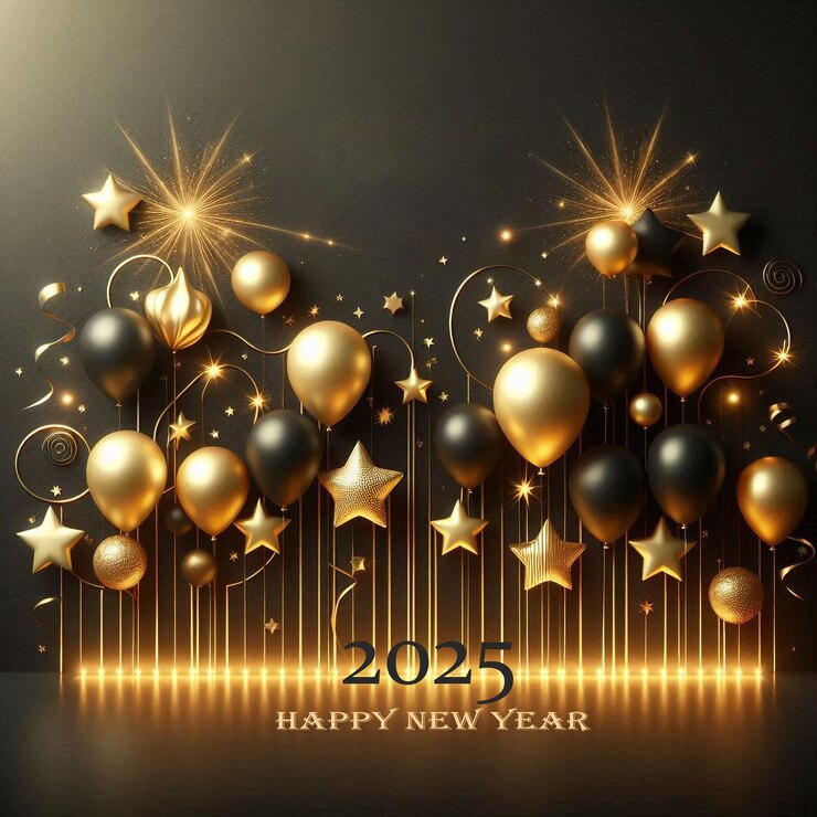 Buon anno sullo sfondo in colore nero e dorato