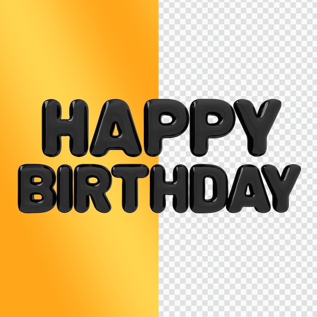 Buon compleanno nero rendering 3D
