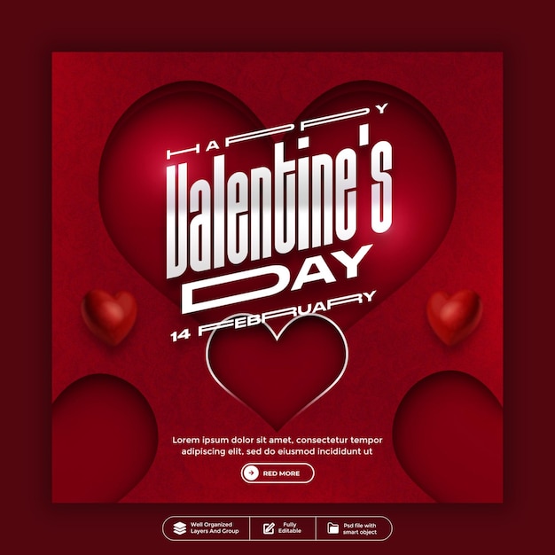 Buon giorno a San Valentino Facebook o Instagram social media design