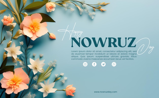 Buon giorno di Nowruz con uno sfondo floreale.