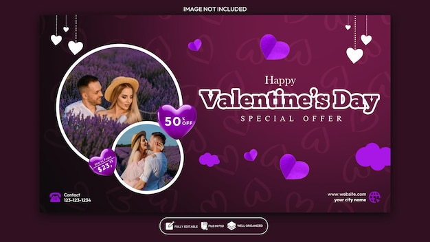 Buon giorno di Valentino sconto vendita Facebook copertina web banner modello di progettazione