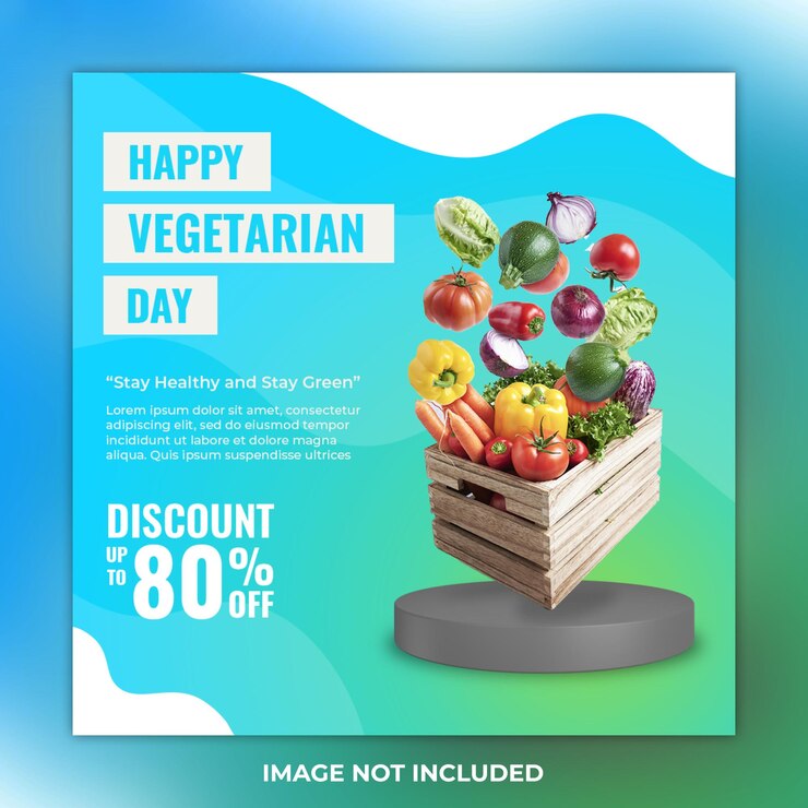 buon giorno vegetariano sconto vendita per post sui social media vegetali