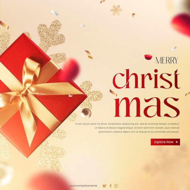 Buon Natale e buon anno nuovo modello di post sui social media