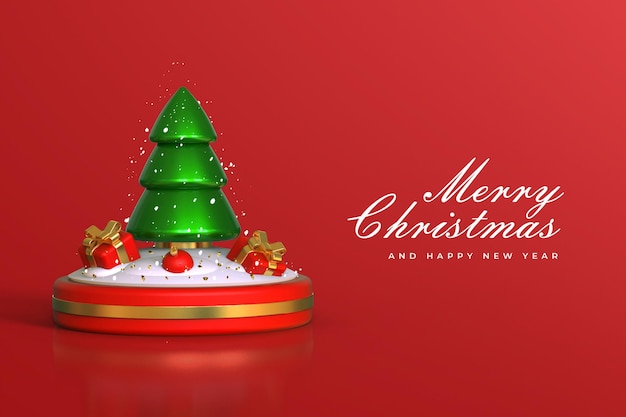 Buon natale e felice anno nuovo con ornamenti natalizi 3d