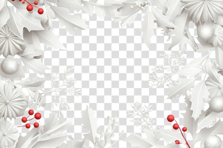 PSD buon natale e un buon anno nuovo lasciano foglie bianche
