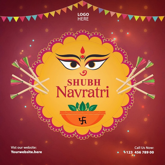 Buon Navratri augura la celebrazione della festa religiosa indiana modello di post sui social media