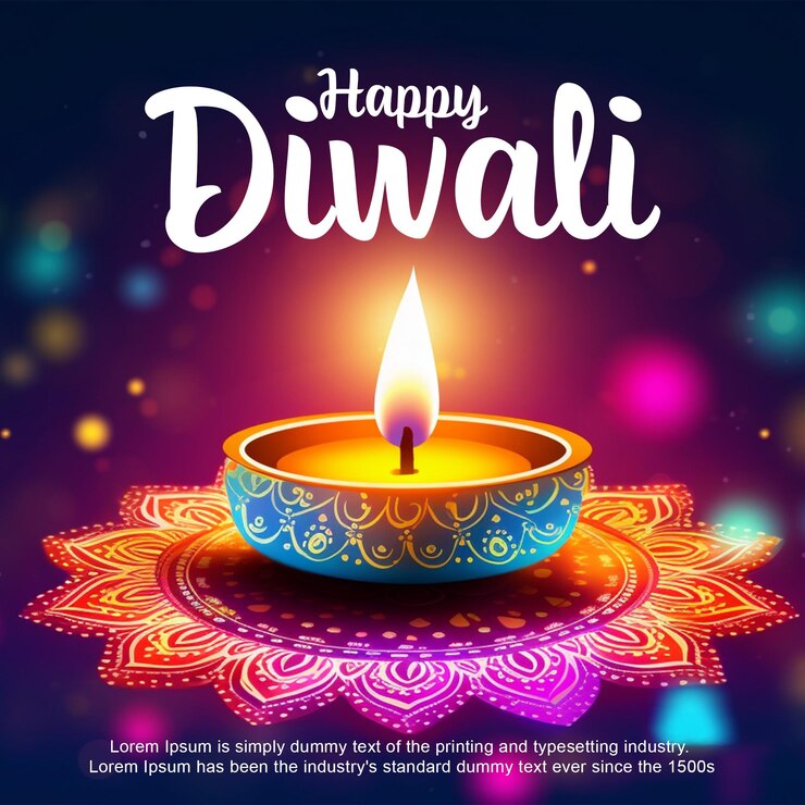PSD buon post di diwali con diiyas psd