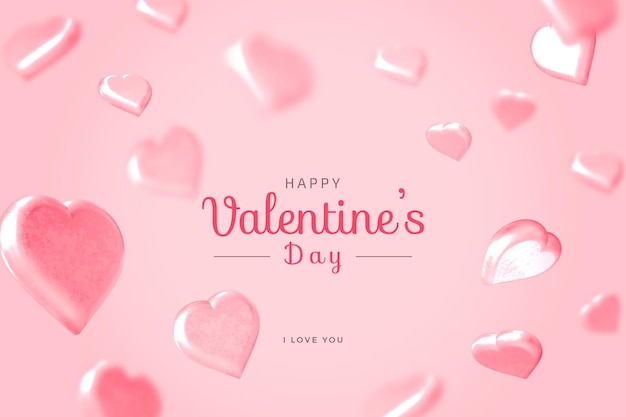 Buon san valentino con amore 3d rendering audace mockup