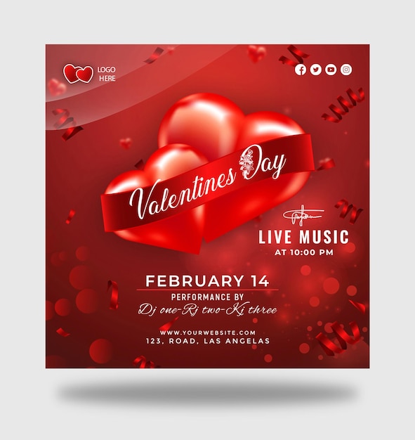 Buon Valentino banner sui social media o super vendita feed del modello di post Instagram