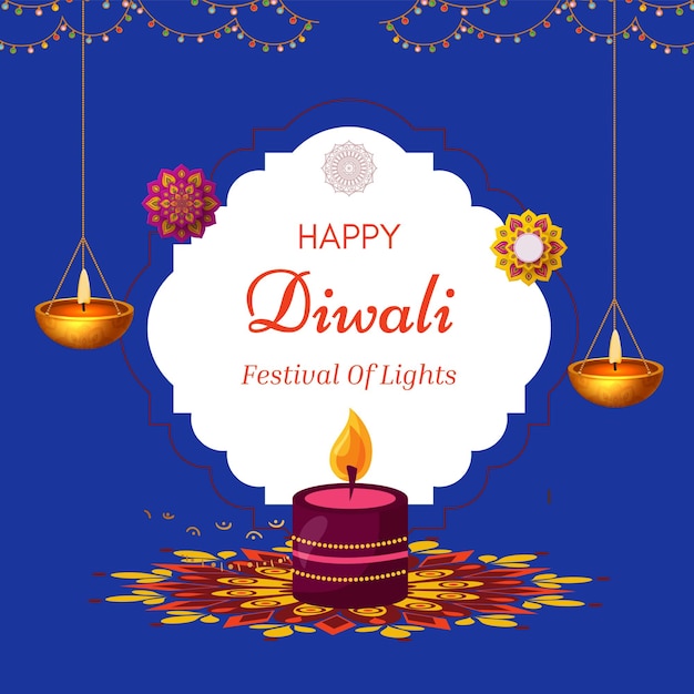 Buona celebrazione del festival di Diwali bellissima cartolina di auguri vetore di design elegante