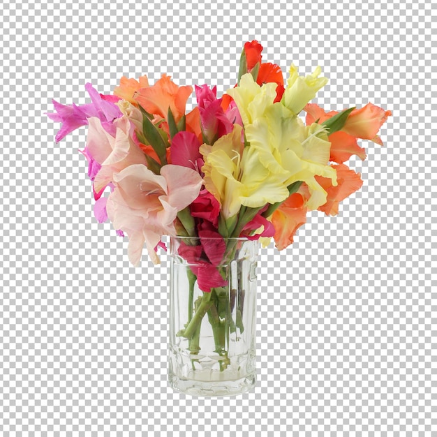 PSD buquê de flores de gladíolo renderização isolada