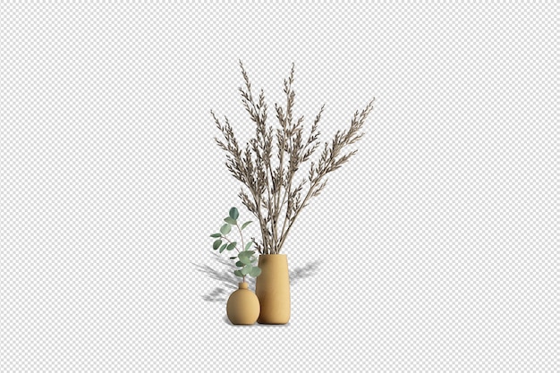 PSD buquê de orquídea em um vaso em renderização 3d