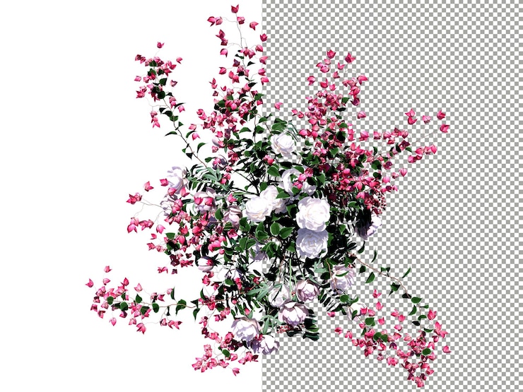 PSD buquê de rosas e confetes em renderização 3d de fundo transparente