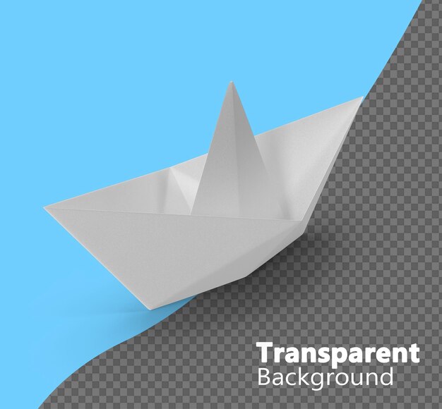 Buque de papel aislado sobre un fondo transparente