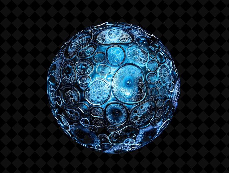 PSD burbuja bioluminescente esférica brillante png con patrón orgánico color de neón de moda fondos y2k