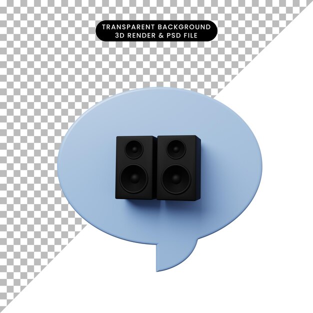 Burbuja de chat de ilustración 3D con altavoz