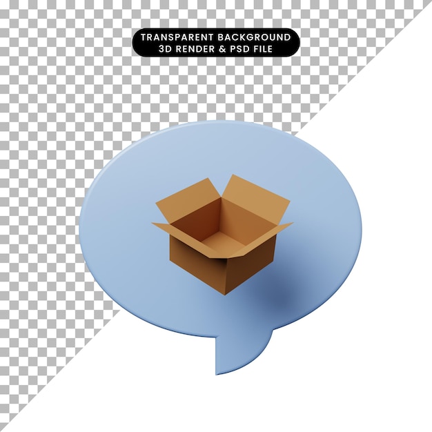 Burbuja de chat de ilustración 3d con cartón abierto
