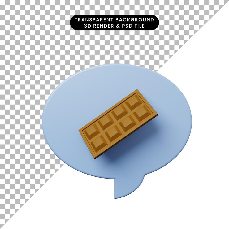 PSD burbuja de chat de ilustración 3d con chocolate