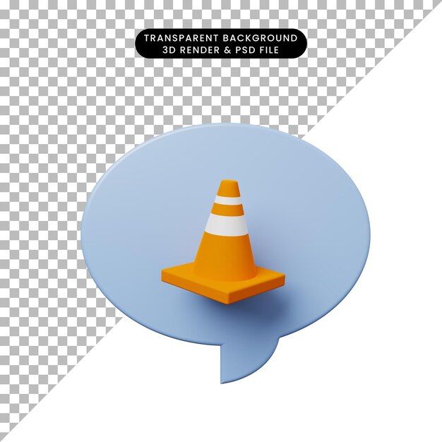 Burbuja de chat de ilustración 3d con cono de calle
