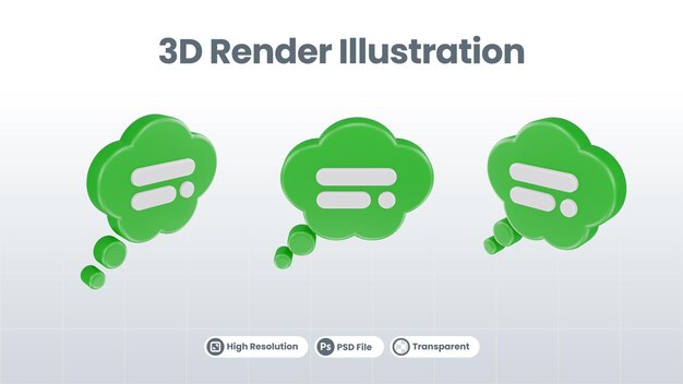 Burbuja de chat de voz de ilustración 3d de renderizado 3d