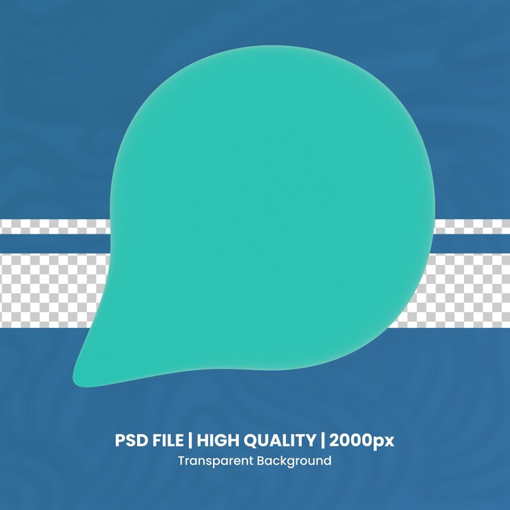 PSD burbuja de habla 3d icono de renderizado 3d fondo transparente renderizado de alta calidad