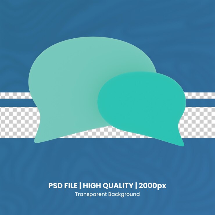 PSD burbuja de habla 3d icono de renderizado 3d fondo transparente renderizado de alta calidad
