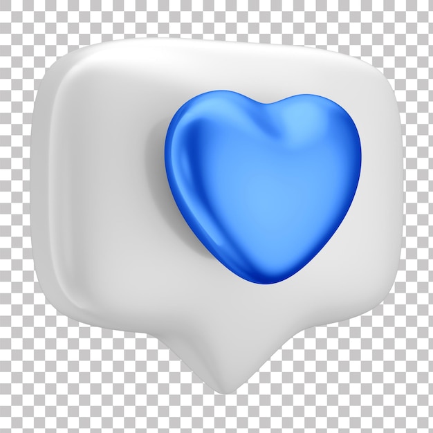 Burbuja de habla blanca en 3D con reacción de corazón azul para el Día del Padre y fondo transparente