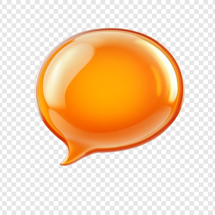 PSD burbuja de habla naranja brillante aislada en un fondo transparente elemento de diseño de comunicación de representación 3d