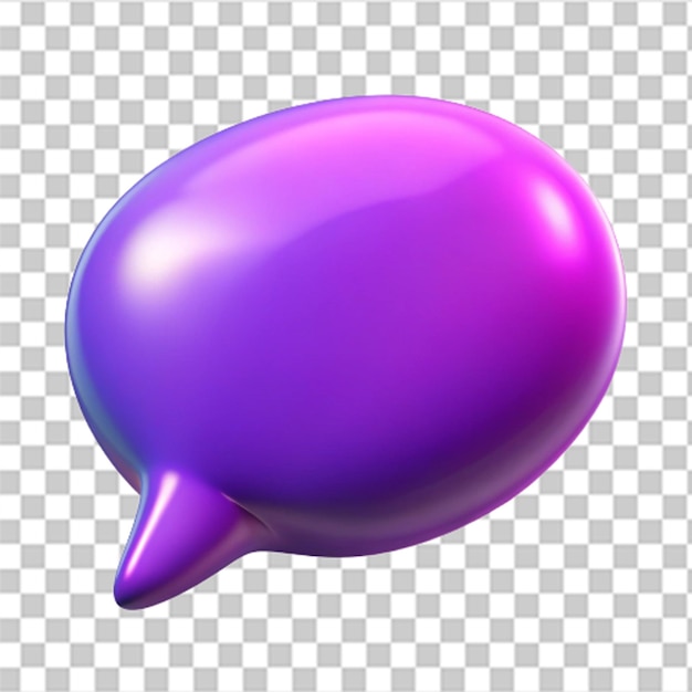 Burbuja de habla de plástico 3D brillante con colores vibrantes sobre fondo blanco
