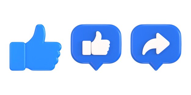 Burbuja de habla de redes sociales y pulgares hacia arriba icono 3d render concepto de como y compartir icono