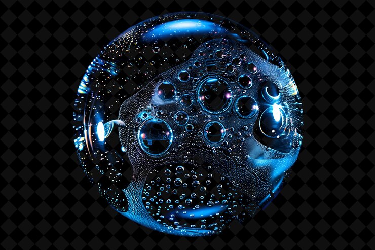 PSD burbuja iridescente esférica png con patrón intrincado color de neón de moda fondos y2k